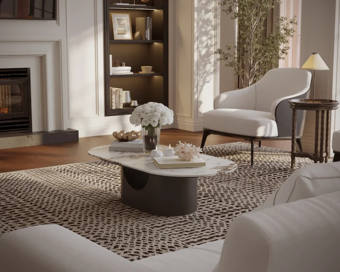 MASUTA CAFEA BERLIN MARMURA BLAT ALB 140x60x40cm [3]