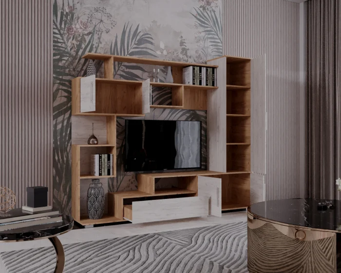 Set Mobila Living Pekin Ro 210x40x179 cm,  k003/k001 Stejar [2]