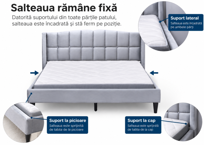 Set pat tapitat Maya + saltea inclusa, cadru din lemn cu somiera inclusa [13]