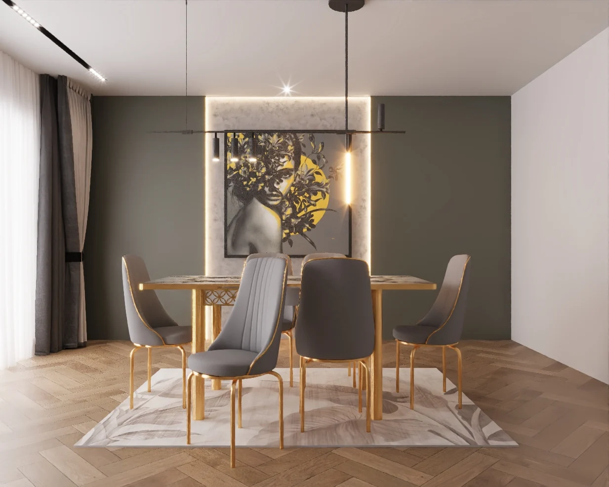 Set masa extensibila cu 6 scaune Lux Culoare GRI [2]