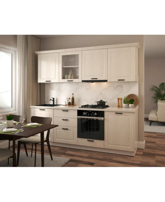 Bucatarii - Bucatarie ATHENA 2.44 MDF, 244x223x60cm, lemn alb