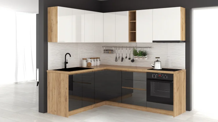 Coltare de Bucatarie - Bucatarie colt Chelsea V1 Alb Gri antracit