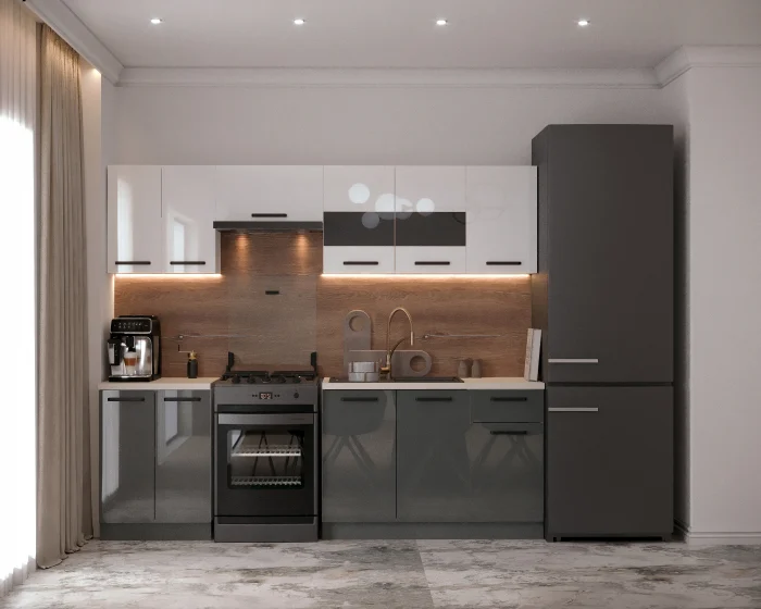 Bucatarii - Bucatarie Daria Alb Antracit 240x60x200 cm