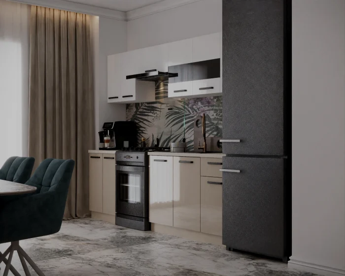 Bucatarii - Bucatarie Daria Alb Cappuccino 240x60x200 cm