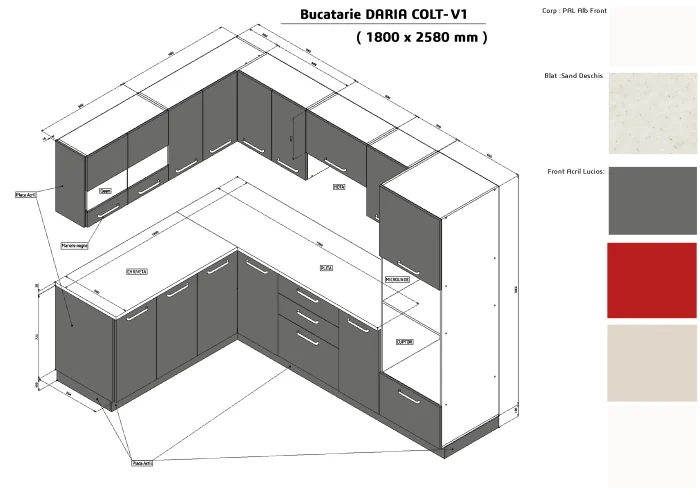 Bucatarie Daria colt V1 Alb Antracit [5]