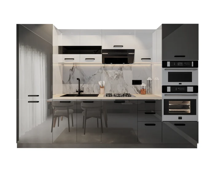 Bucatarie Daria MDF Alb Antracit 303x60x200 cm [2]