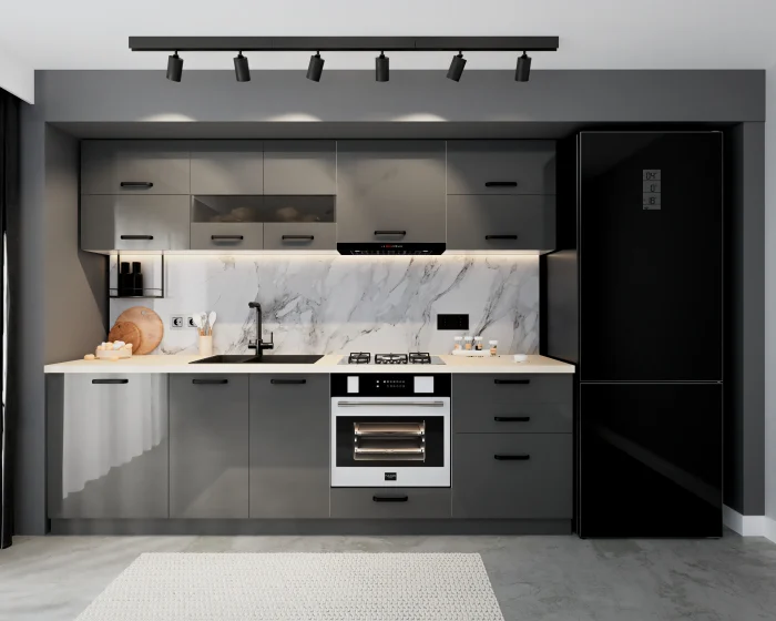 Bucatarii - Bucatarie Daria MDF V1 Antracit 260x60x200 cm