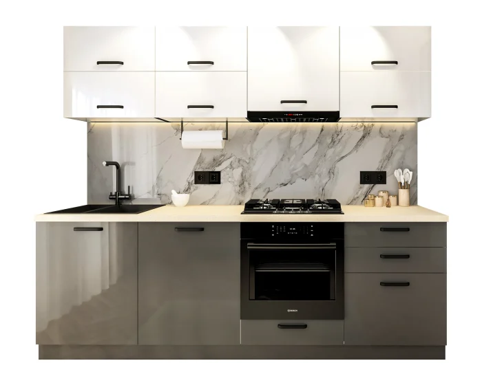 Bucatarie Daria V2 Alb Antracit 240x60x200 cm [3]