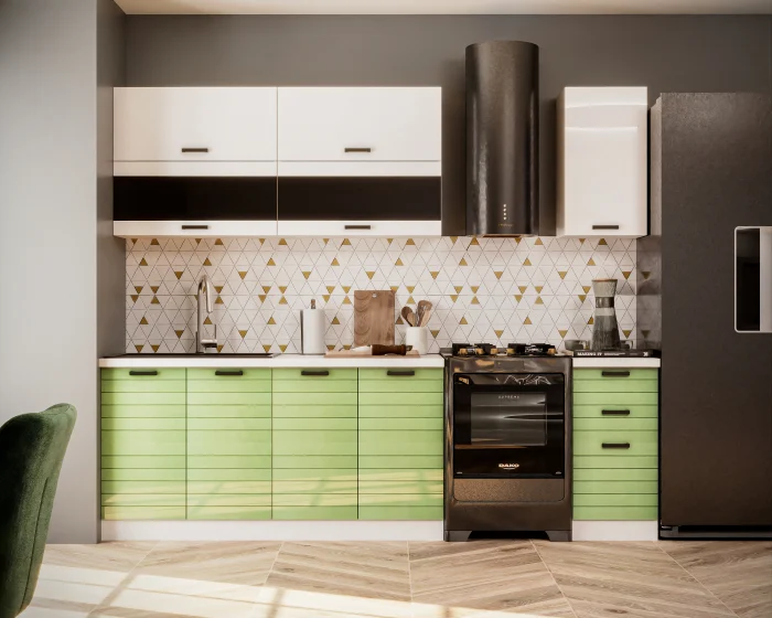 Bucatarii - Bucatarie Tehno-3 MDF 2.0m Verde Lucios