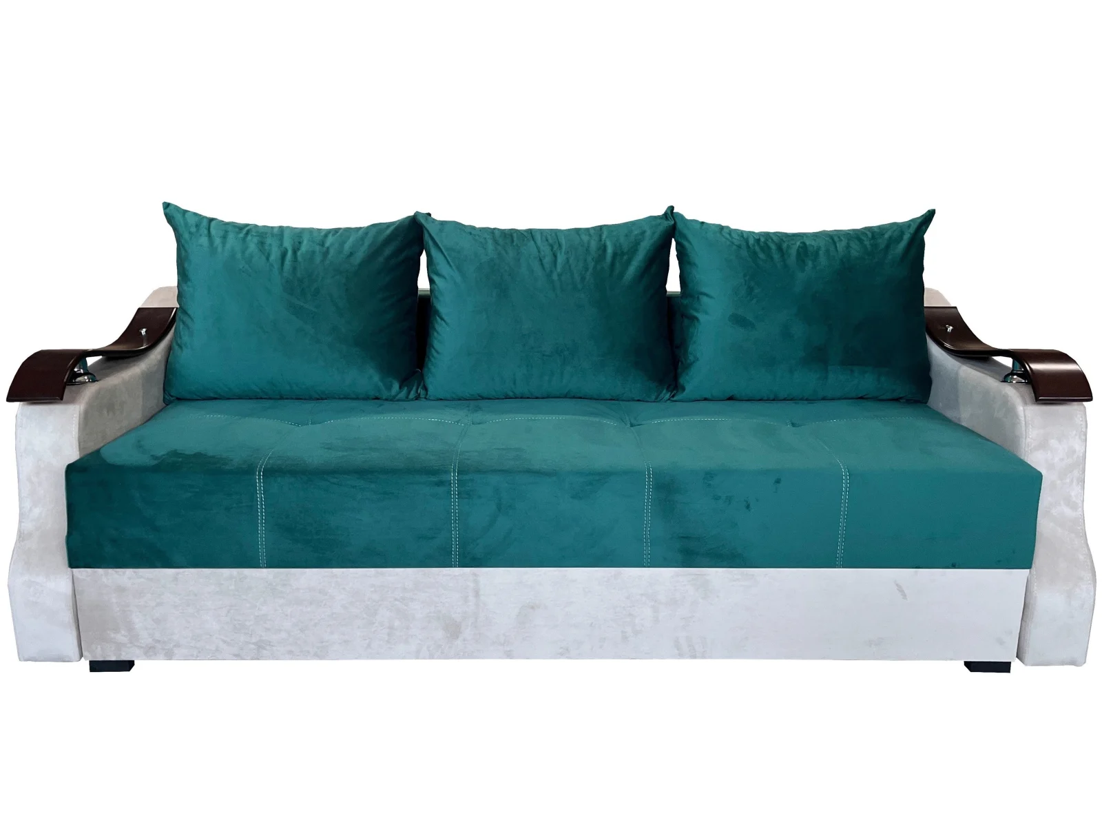 MOBILIER TAPITAT - Canapea Extensibila Dana, 220x100x75 Cm, Velvet Verde, Crem
