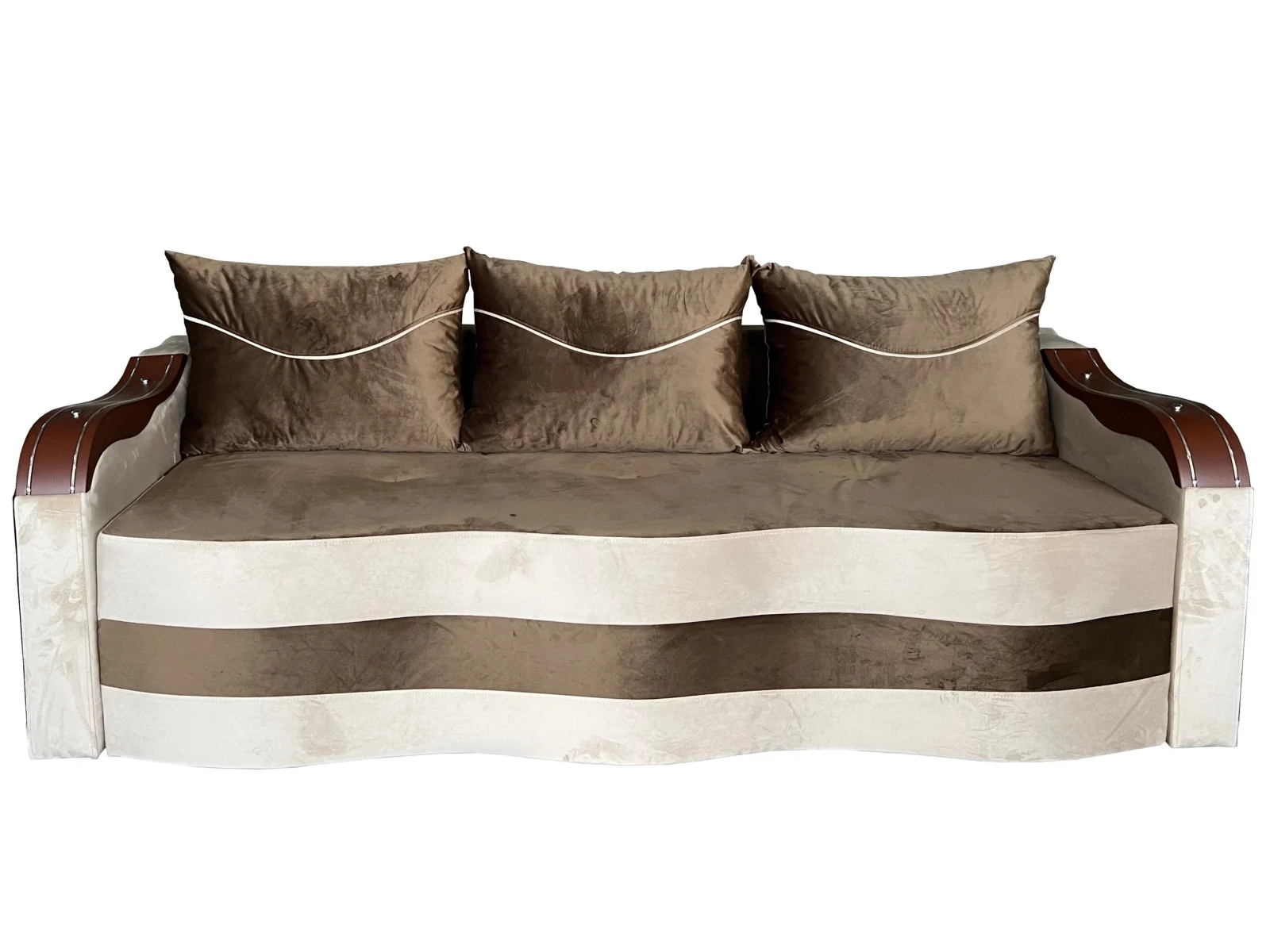 MOBILIER TAPITAT - Canapea Extensibila Simona, 225x74x100 Cm, Maro, Crem