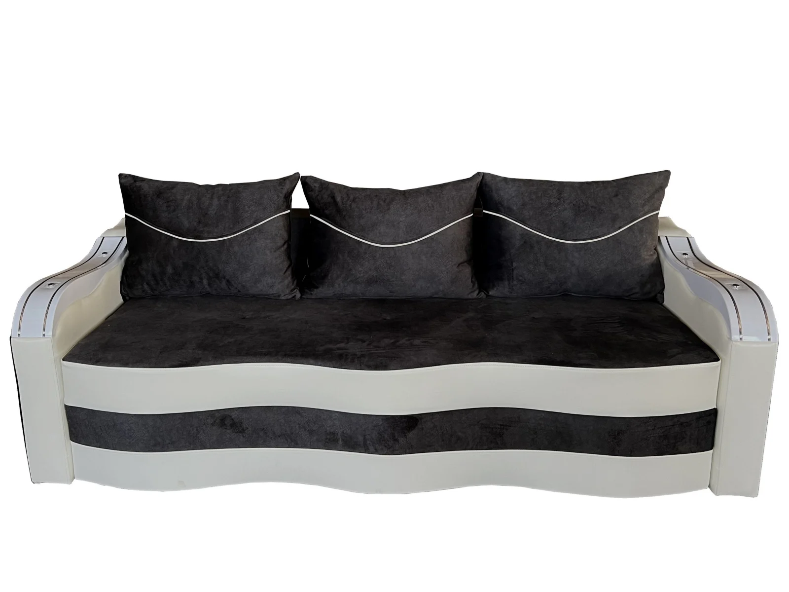Canapele - Canapea Extensibila Simona, 225x74x100 Cm, Negru, Alb