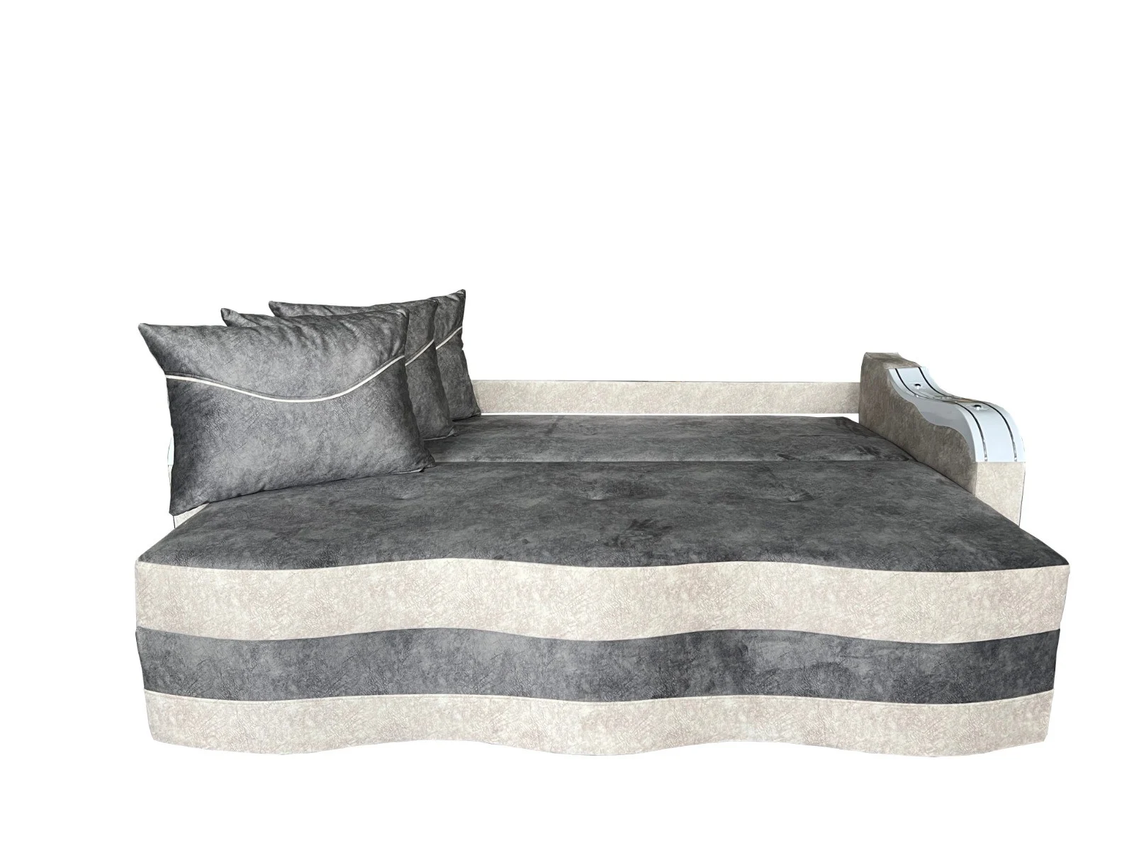 Canapea Extensibila Simona, 225x74x100 Cm, Gri, Crem [1]