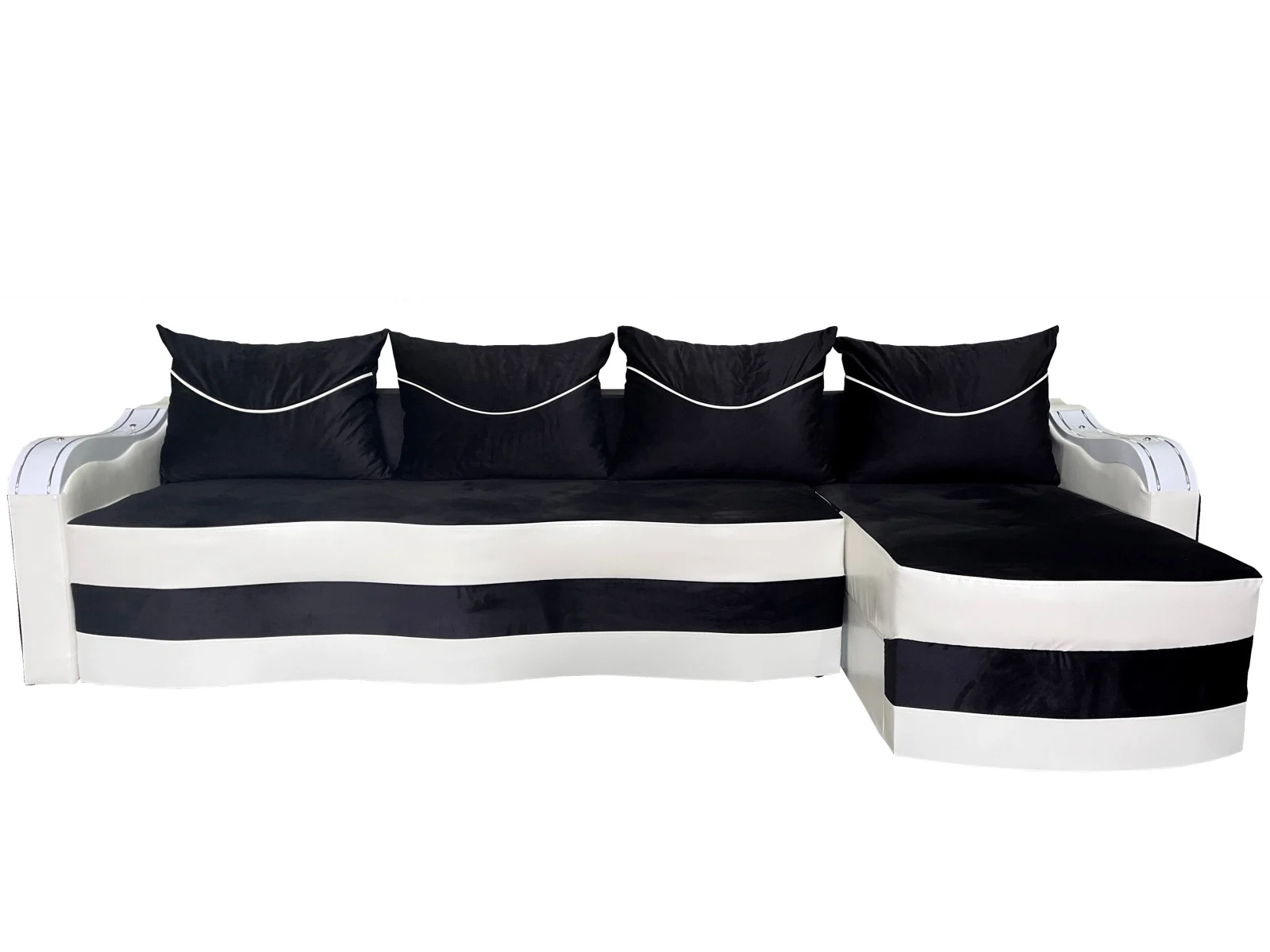 Coltare - Coltar Extensibil Simona, 300X145X70 Cm, Negru, Alb