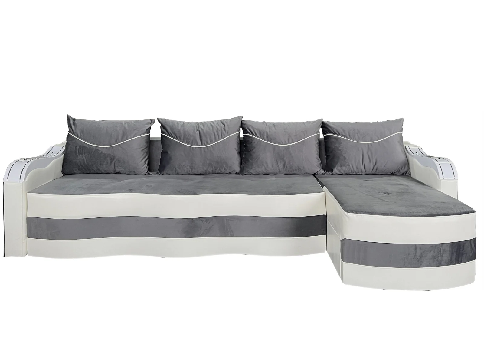 Coltare - Coltar Extensibil Simona, 300X145X70 Cm, Gri, Alb