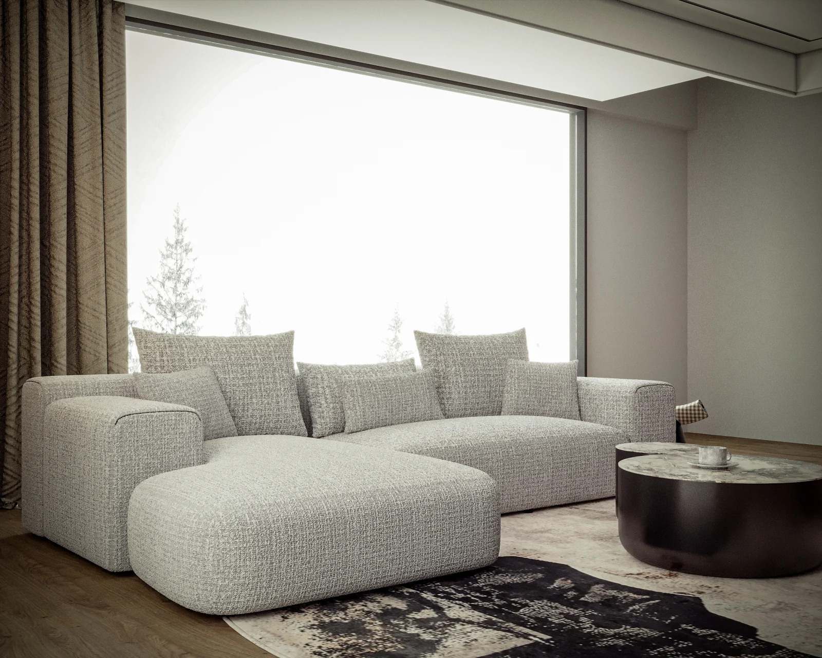 Coltare - Coltar fix tapitat GRI 2930 x 1825x 850MM Milano