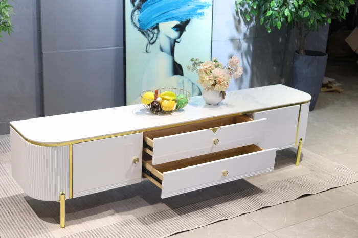 COMODA TV BENCH MDF ALB LUCIOS 200x39x46 cm [7]