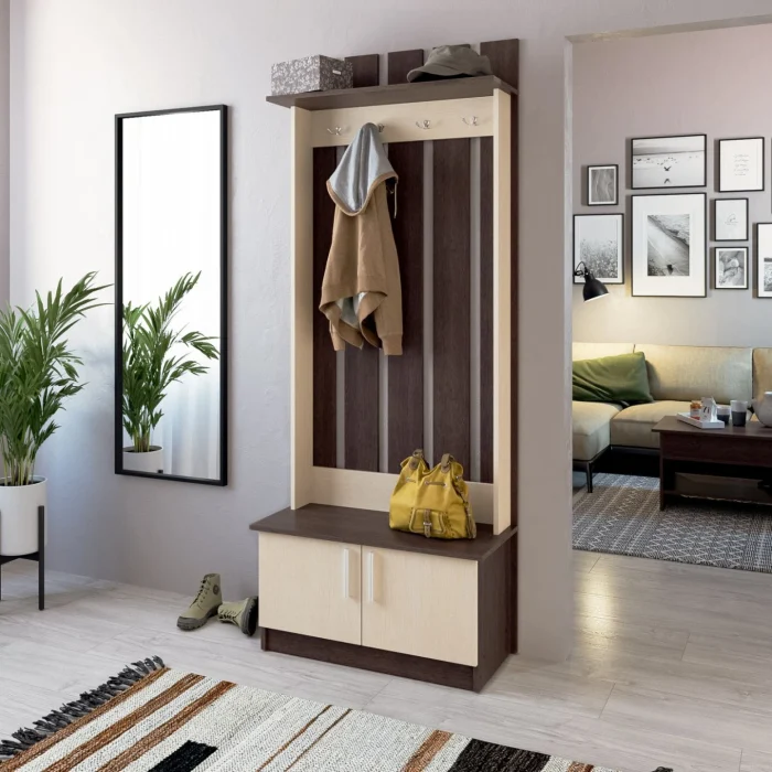 Cuiere - Cuier hol Yana Wenge cu Mesteacăn 80x37x200 cm