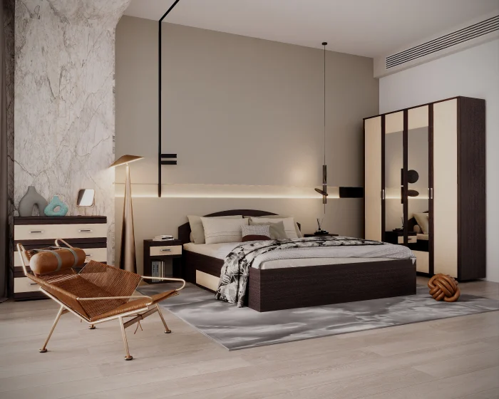 Dormitoare - Dormitor Valy Wenge+Mesteacan