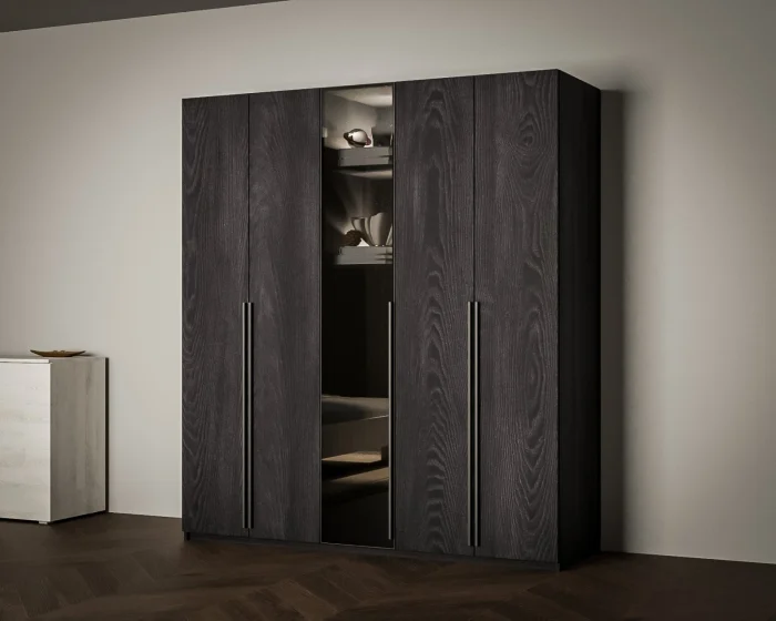 Dulapuri - Dressing Dallas Negru Led 180x60x200 cm