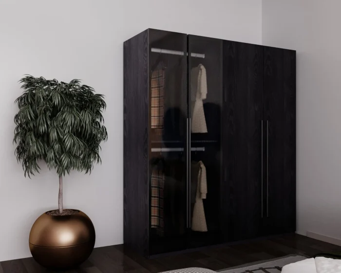 Dressing modern San Remo Negru cu iluminare LED MDF 18 mm 180x200x60 cm [1]