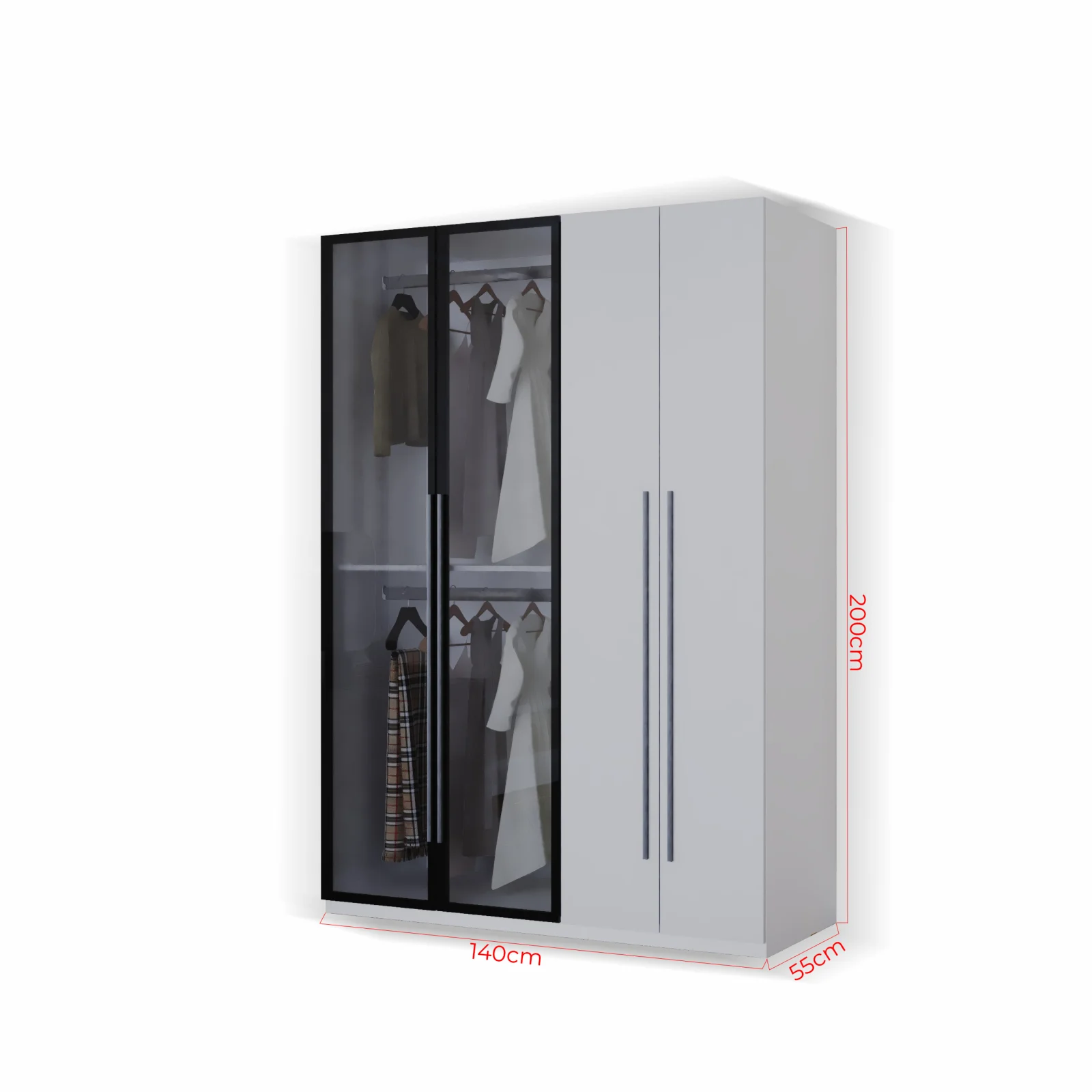 DRESSING MONTREAL MDF CULOARE ALB+GRI 140x200x55 [5]