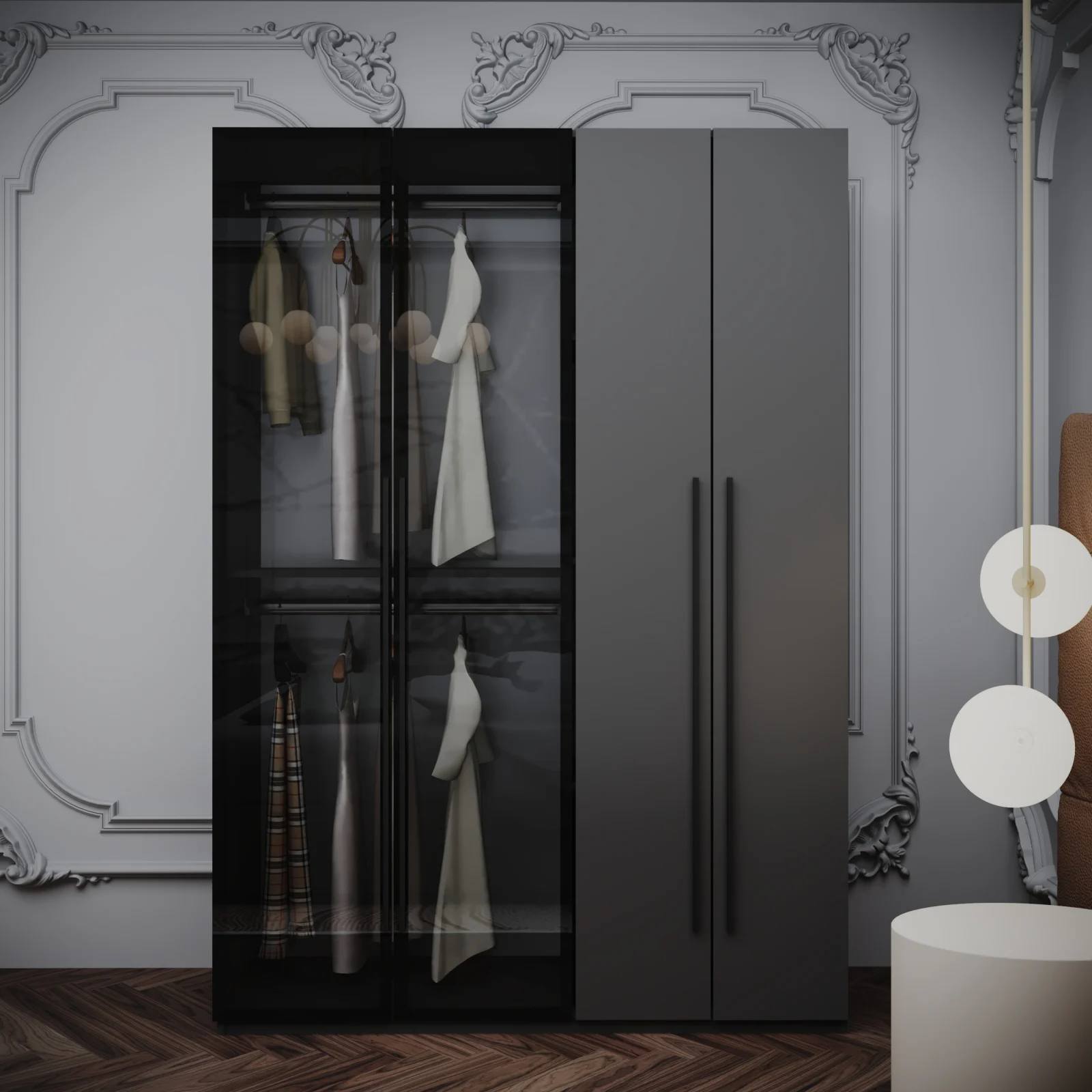 Dulapuri - DULAP MONTREAL MDF CULOARE GRI 140x200x55