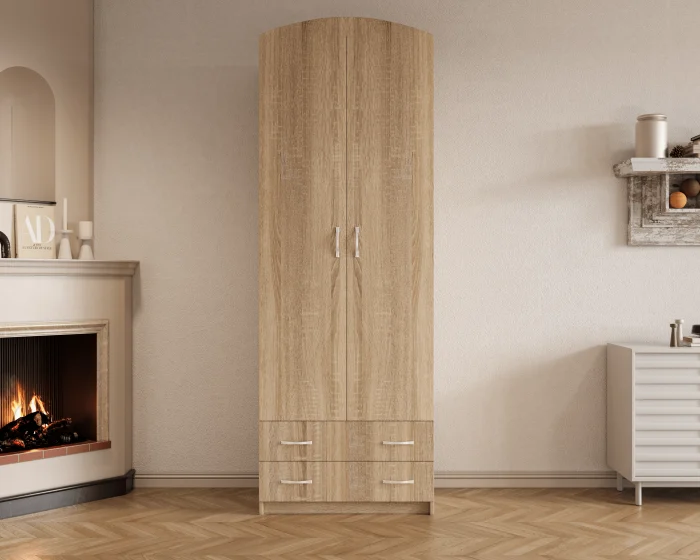 MOBILIER DORMITOR - Dulap-4 ( 2U+2S ) Ro, 74x54x212 cm Sonoma