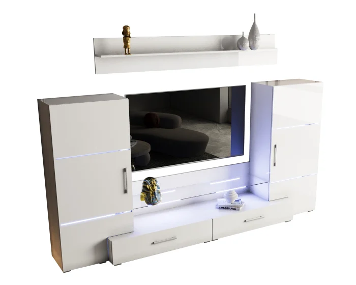 Living Domino 280x45x140 cm, MDF Alb Lucios [3]
