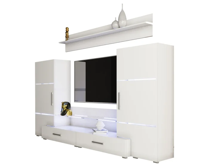 Living Domino 280x45x140 cm, MDF Alb Lucios [4]