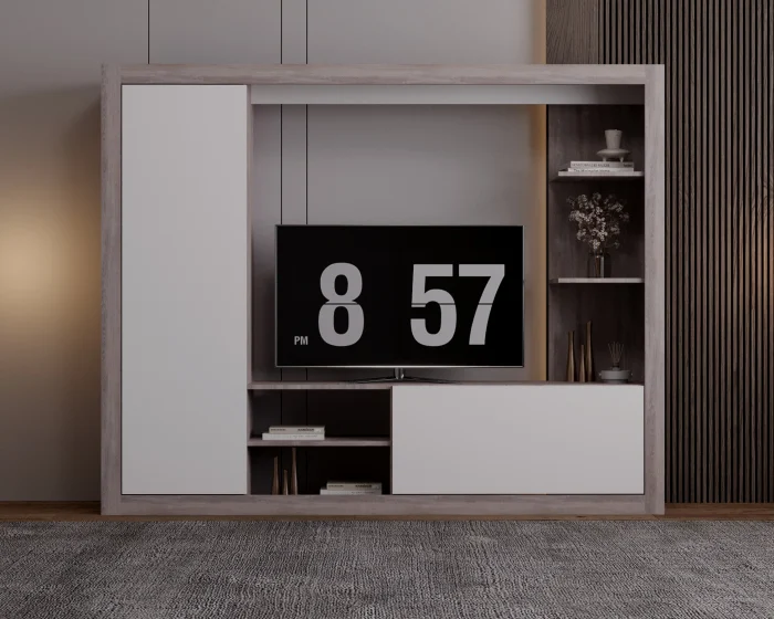 Living Rona Stejar Gri + Alb 200x36x160 cm [0]