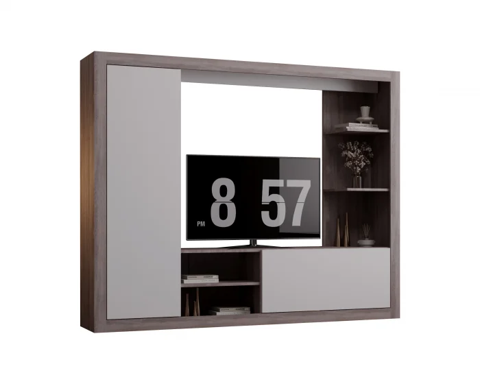 Living Rona Stejar Gri + Alb 200x36x160 cm [4]