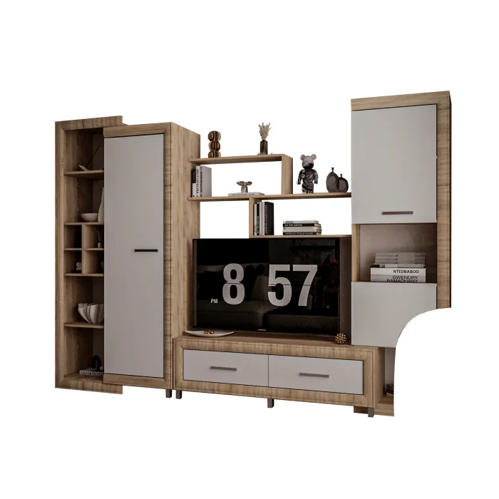 Living Sicilia 267x43x197cm Sonoma + Alb Lucios [4]