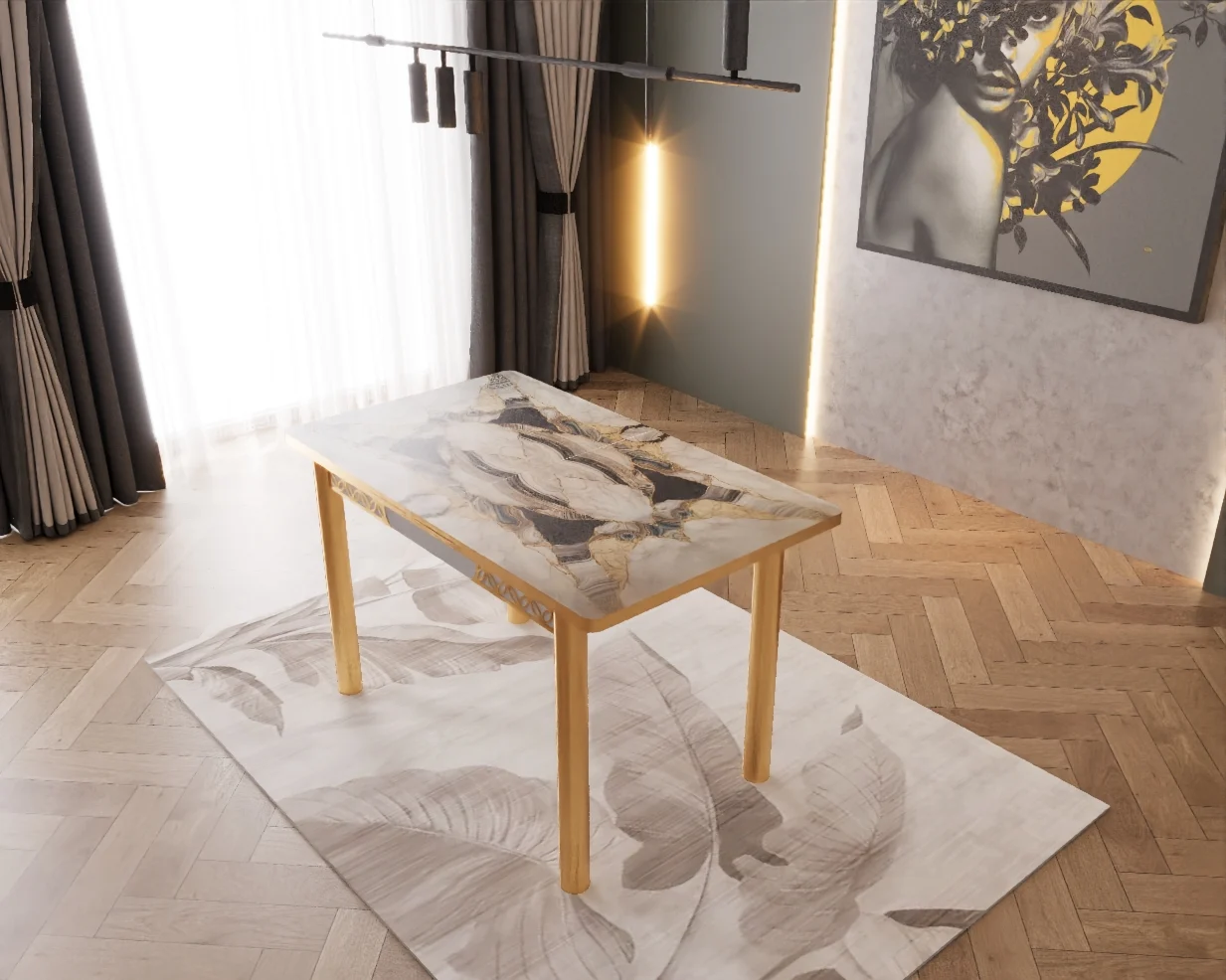 SET MASA EXTENSIBILA 4 SCAUNE LUX CULOARE GRI [5]