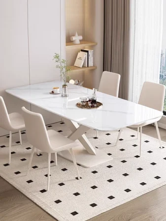 MOBILIER LIVING - MASA DINING 611 1600*800*750 MARMURA ALB