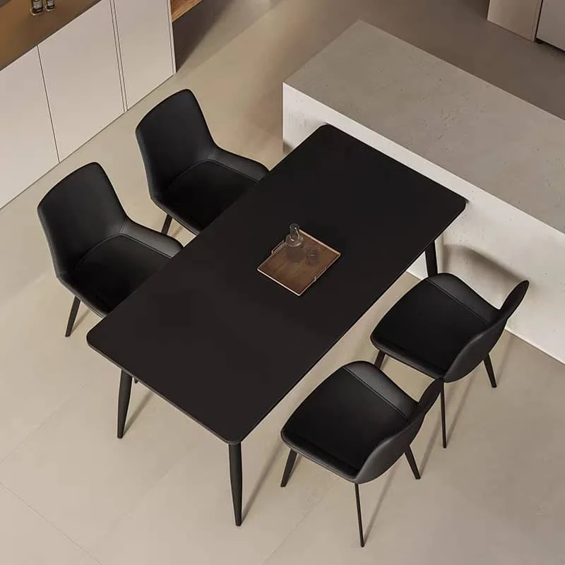 Set Masa 4 scaune dining 601 1600x800x750 Marmura Negru mat [1]
