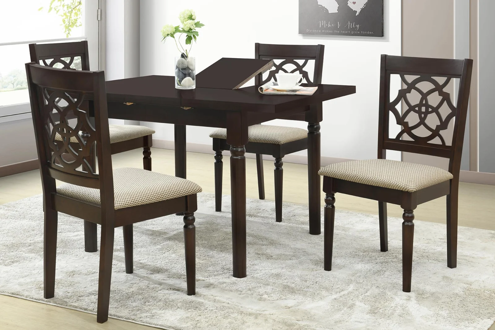 MOBILIER LIVING - Set Masa Extensibila+ 4 Scaune Wood 5 900x900mm