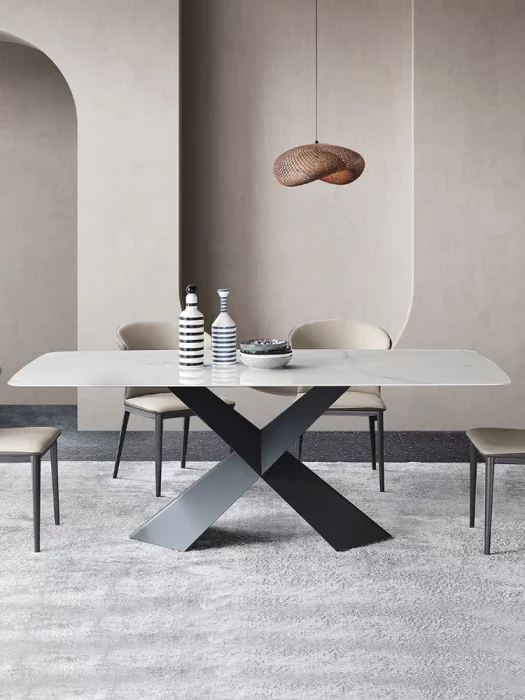 MOBILIER LIVING - MASA DINING 628 MARMURA ALB 1600X800X750