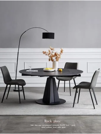 MOBILIER LIVING - MASA DINING 681 EXTENSIBILA 1350x750 , MARMURA, NEGRU MAT