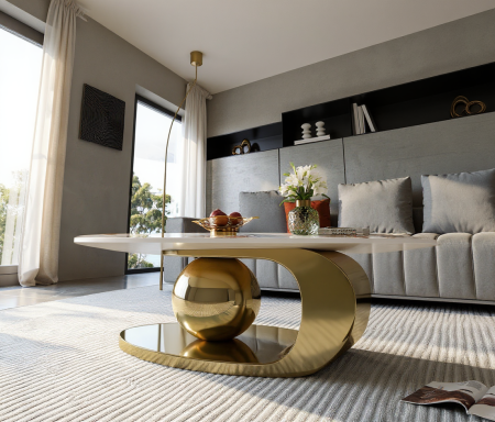 Masuta Cafea Lion 130x70x42cm Gold [2]