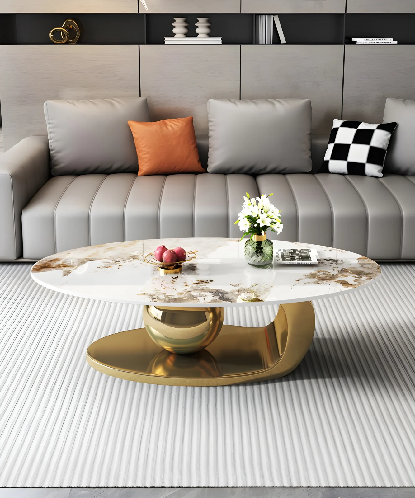 Masuta Cafea Aris 130x70x42cm Gold [2]