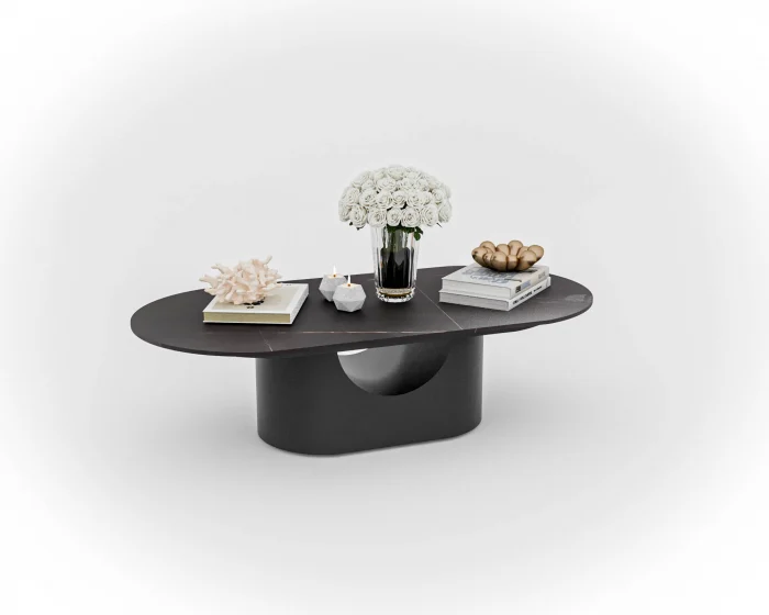 Masute - MASUTA CAFEA BERLIN MARMURA BLAT NEGRU 140x60x40cm