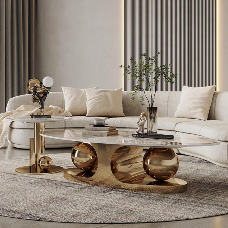 Masuta Cafea Orion 130x70x42cm Gold [2]