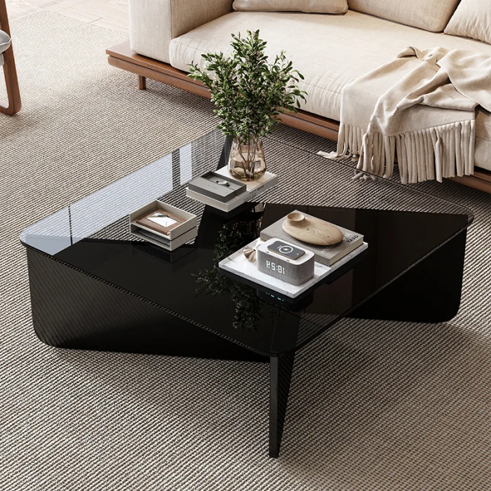 MASUTA CAFEA GLASS 7 STICLA NEAGRA, PICIOARE MDF [1]