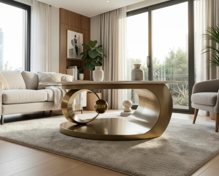 Masuta Cafea Soren 130x70x42cm Gold [1]