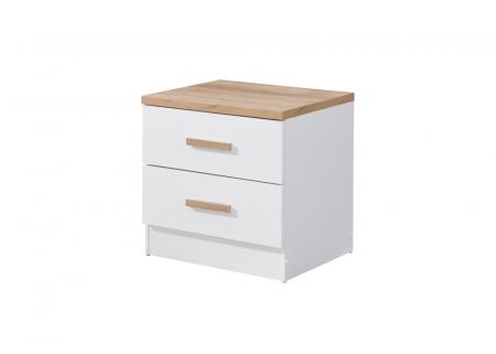 Noptiera Luna cu 2 sertare, culoare Alb+Sonoma, 50x40x50cm [1]