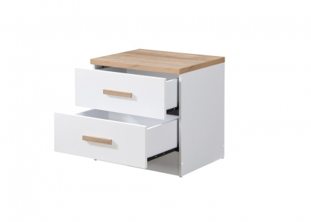 Noptiera Luna cu 2 sertare, culoare Alb+Sonoma, 50x40x50cm [3]