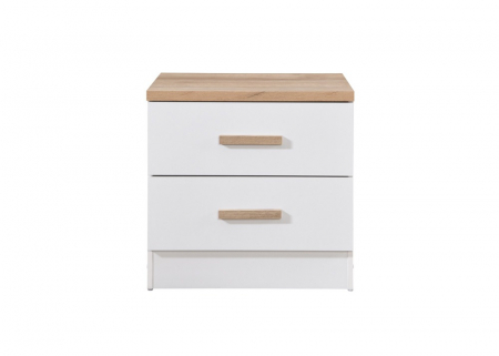 Noptiera Luna cu 2 sertare, culoare Alb+Sonoma, 50x40x50cm [2]