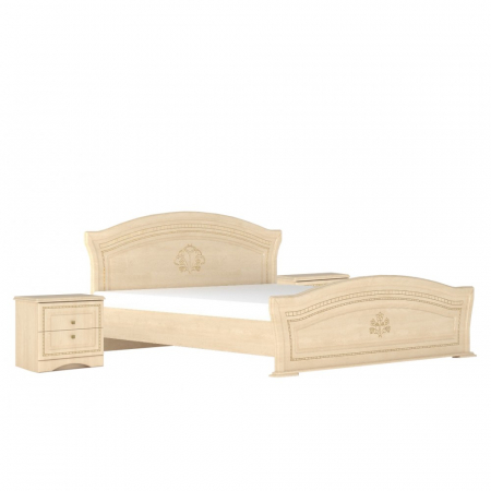MOBILIER DORMITOR - Pat + 2 Noptiere Milano, Mesteacan