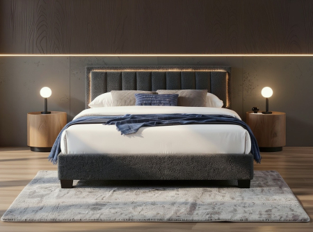 Pat tapitat Comfort 1 cu LED 140x200 culoare Gri [1]